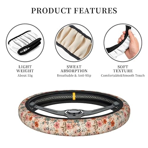 FJyuanqi Retro Pigeon Flower Floral Steering Wheel Cover Universal Car Interior Accessories for Women Men 15 Inch Anti Slip Breathable Odorless Neoprene Decor Car SUV Sedan Vans Truck Protector thumbnail 3