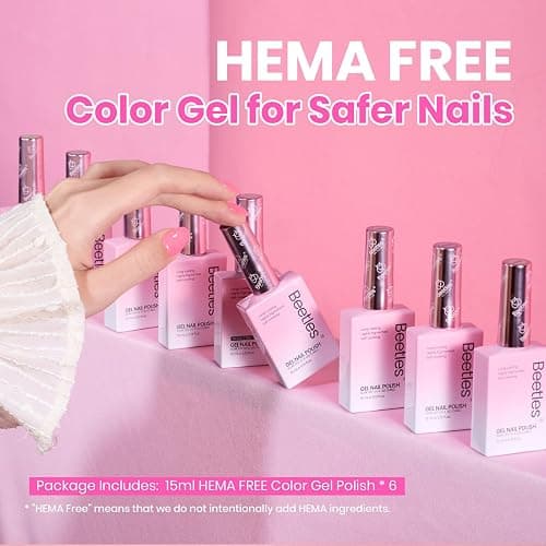 Beetles Jelly Gel Nail Polish Set, 6 Colors Hema Free Summer Neon Gel Polish Yellow Pink Red Blue Purple Orange 15ML Full Size Sheer Translucent Effect Soak Off UV Colorful Bottle Gel Gift for Women thumbnail 2