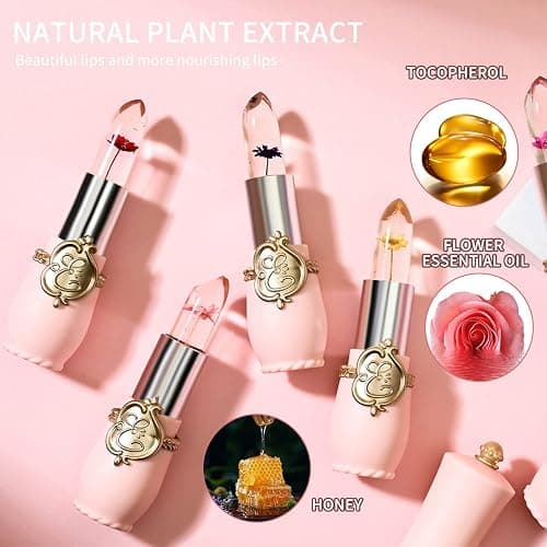 BestLand 6 Pcs/Set Flower Jelly Lipstick Set Temperature Change Moisturizer Long Lasting Nutritious Balm Magic Color Change Lip Gloss thumbnail 7