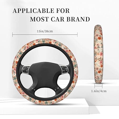 FJyuanqi Retro Pigeon Flower Floral Steering Wheel Cover Universal Car Interior Accessories for Women Men 15 Inch Anti Slip Breathable Odorless Neoprene Decor Car SUV Sedan Vans Truck Protector thumbnail 2
