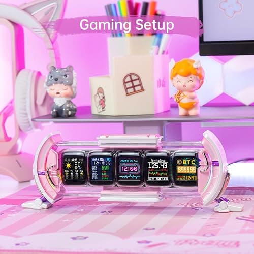 Divoom Times Gate - Cute Gaming Digital Clock with Smart App-Controlled, Support Weather Forecast, Stock Market/Exchange Rate, Social Media, Pixel Art Display for Gamers & Home Office Decor (Pink) thumbnail 8