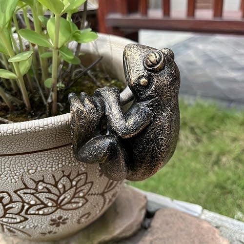 Kudriod Frog Flower Pot Hugger Figurines, Frog Statue Decor for Garden Yard Fence Balcony Home Plant Décor Gifts thumbnail 6