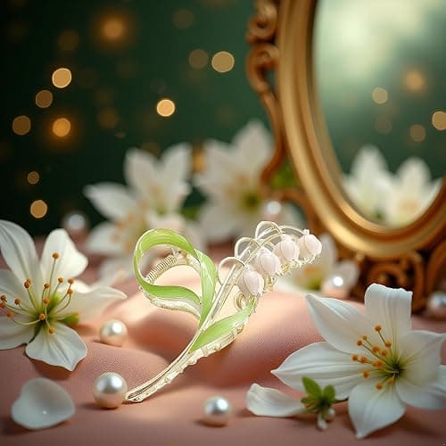 1PC Gold Lily of The Valley Flower Hair Clips, Large Metal Claw Clip,Orchid Clamps,Lily Jaw Clamp Styling Accessories for Thick Thin, Clips and Barrettes thumbnail 6