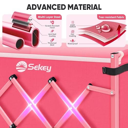 Sekey Lightweight Collapsible Wagon, 220 lb Capacity, Quick-Fold Cart | Lightweight foldable wagon cart with 220 lb steel frame, tool-free setup and auto-rebound handle for shopping and camping. thumbnail 7