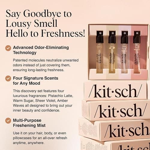 Kitsch Hair Perfume For Women (Discovery Set) - Pistachio Latte, Warm Sugar, Sheer Violet & Amber Waves - Patented Odor-Eliminating Technology, Hair Spray and Body Mist - 4 x 1.5ml thumbnail 2