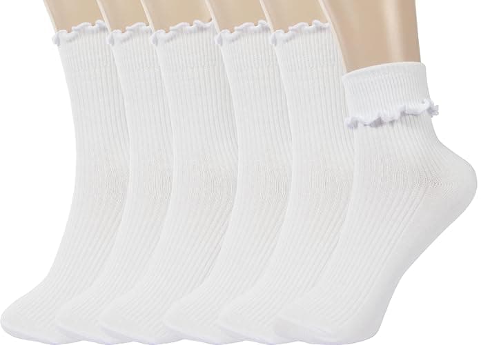 BomKinta Ruffle Socks Women - Turn-Cuff Frilly Sock - Lightweight Cotton Sock - Athletic Crew Socks Gifts - Image 1