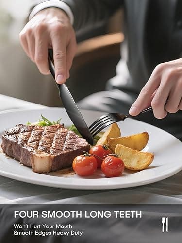 30 Piece Black Silverware Set, Ollex Flatware Set for 6 Food-Grade Stainless Steel Cutlery Utensils Include Spoon Knife Fork Mirror Polished for Home, Party, Wedding, Dishwasher Safe thumbnail 4