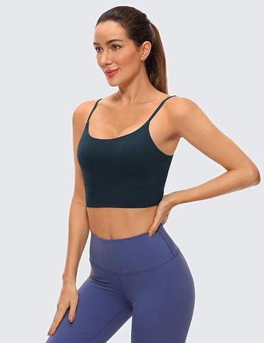 CRZ YOGA Adjustable Longline Sports Bra for Women - V Back Wireless Workout Padded Yoga Camisole Cropped Tank Tops thumbnail 2