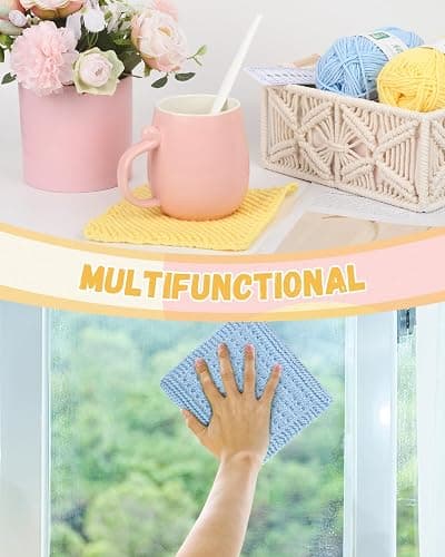 Aeelike Knitting Kit for Beginners, Complete Beginner Knitting Kit Easy Knitting Set Including Knitting Needles Set Cotton Yarn, Learn to Knit Dishcloth with Step-by-Step Instructions, Colorful thumbnail 6