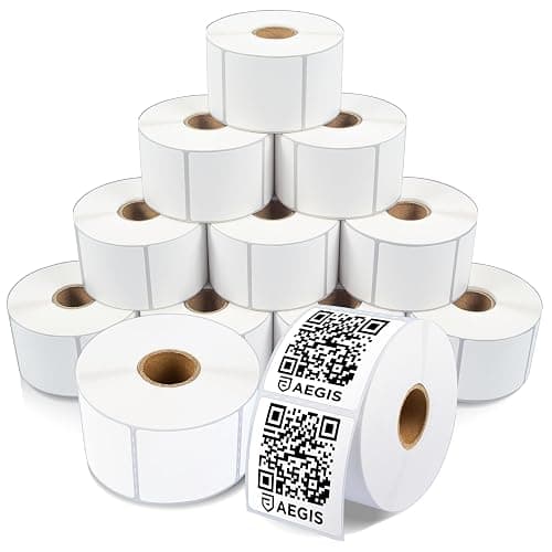 Aegis Adhesives - 2.25" X 2" Square Direct Thermal Labels (8400 Count, 12 Rolls) - QR Code Stickers, Address Tags, Barcode Labels, Product Packaging - Compatible with Zebra and Rollo Printers - Image 1