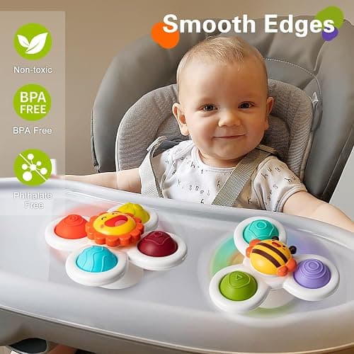 3PCS Suction Cup Spinner Toys for 1-2 Year Old Boys Spinning Toys Sensory Toys for Toddlers 1-3 Gifts for 1 Year Old Girls thumbnail 2