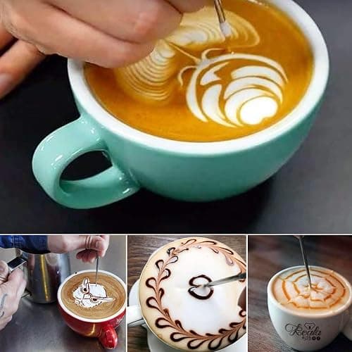 Milk Frothing Pitcher 12oz, Espresso Steaming Pitchers 350ml, Frother cup, Coffee Cappuccino Latte Art,304 Stainless Steel Jug with Decorating Art Pen thumbnail 6
