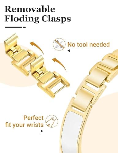 Newlibery Gold Slim Watch Bands for Women Compatible with Apple Watch 38mm 40mm 41mm 42mm (S10/11) Jewelry Dressy Bracelet Metal Strap Adjustable for iWatch Series 11/10/9/8/7/6/5/4/SE 3/2/1 thumbnail 4