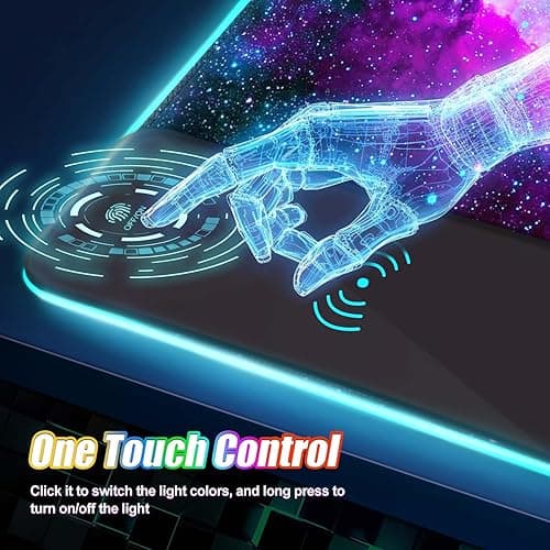 ToLuLu Wireless Charging RGB Gaming Mouse Pad, 15W LED Mouse Mat with 30W Charger, 14 Light Modes Large Mousepad with Wrist Support, Non-Slip Rubber Base Desk Mat Computer Keyboard Pad, Galaxy Nebula thumbnail 5