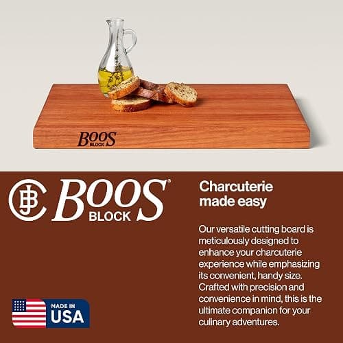 John Boos R-Board Series Rectangular Wooden Cherry Cutting Board 18”x12” – 1.5” Thick, 7-lb Reversible Butcher Block with Edge-Grain & Finger Grips – Made in the USA thumbnail 6