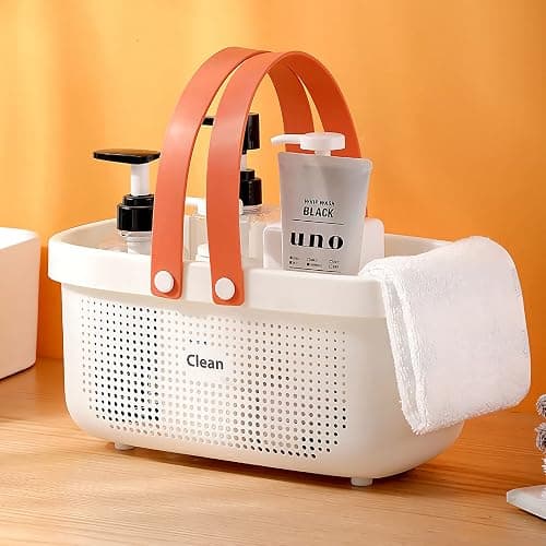 Laigoo Large Portable Shower Caddy Basket, Plastic Storage Basket with Handles Storage Bins Shower Storage Organizer for Bathroom, College Dorm, Kitchen, Bedroom, Gym - Orange thumbnail 7