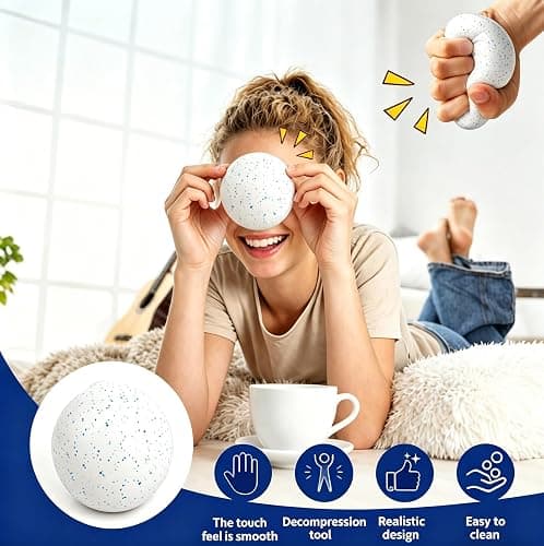 Snowball Stress Ball,Stretchy Fidget Toys for Anxiety Relief Squishy Toys,Realistic Snowball Squeeze Toy for Adults Stress Relief (Snowball 01) thumbnail 4