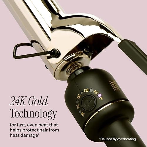 HOT TOOLS 24K Gold Professional 1 1/4" Extended Barrel Curling Iron with Clamp for Tousled Curls - 24K Gold Technology for Long-Lasting Results & Longer Barrel for Easy Styling thumbnail 2