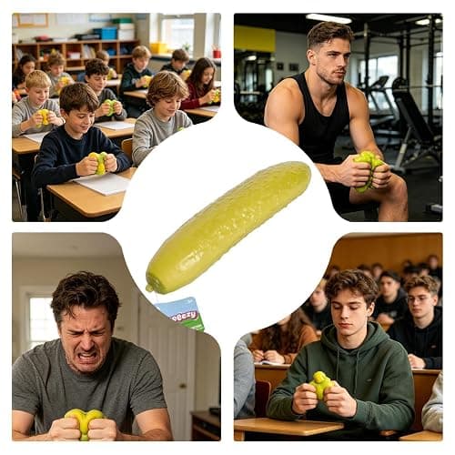 Jumbo Cucumber , 25cm Giant Pickle Stress Relief Fidget Toy, Soft Rubber Pickle Squeeze Toy For Adults, Stress Relief Hand Toys For School Office Travel Adults Kids Gift thumbnail 4