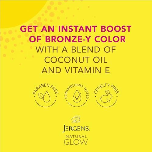 Jergens Natural Glow Instant Sun Tanning Moisturizer + Bronzer, Lightweight Sunless Tanning for Natural-Looking Color, Deep Bronze, 6 Oz thumbnail 3