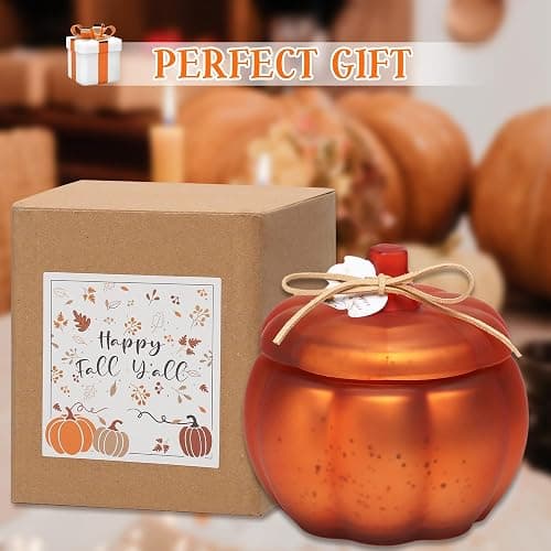 Pumpkin Shaped Candles, Pumpkin Spice Scented Candles, Autumn Candle for Thanksgiving, Fall Candle Gift for Home, 12oz, Farmhouse Pumpkin Decor thumbnail 7