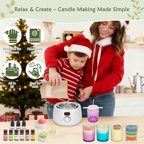 ZEROMX Candle Making Kit for Adults Beginners – 1200g Soy Wax, Digital Wax Melting Pot, Floral Candle Molds, Gift Boxes, Premium Candle Making Supplies, Complete DIY Set, Christmas Craft Gifts thumbnail 5
