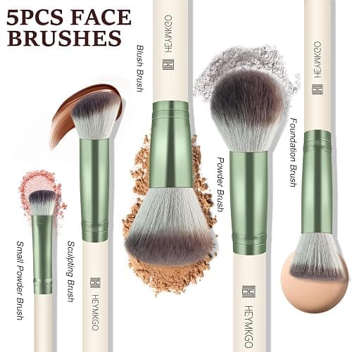 HEYMKGO Makeup Brushes 15Pcs Diversity Makeup Brush Set with Makeup Brush Holder Premium Synthetic Bristles Foundation Kabuki Powder Concealers Blush Blending Lip Eyeshadow Highlighter Eyebrow Brush thumbnail 4