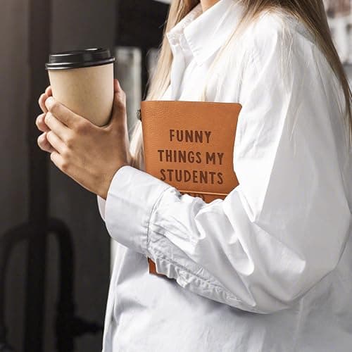 Afterprints Teacher Gifts –“Funny Things My Students Said” Leather Notebook | Cute Teacher Appreciation Gifts for Women Men, Teachers Birthday Presents, Engraved Refillable Journal thumbnail 2