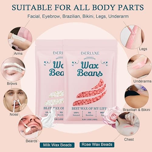 EVERLUXE Waxing Kit for Women Hair Removal with Silicone Wax Warmer Liner, Digital Waxing Machine Hard Wax Kit for Full Body, Arms, Legs, Face, Bikini, Brazilian Wax Kit for Women Men Sensitive Skin thumbnail 7