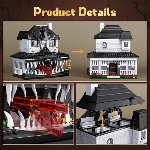 Monster House Building Block Set, Horror Haunted House Film Creative Toys Set with Light Compatible with Lego, Gift Decoration for Fans 12+ Boys Girls Adult in Halloween Birthday(750 PCS) thumbnail 4