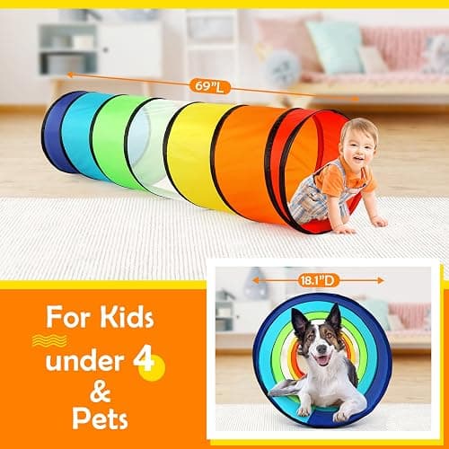 Kids Play Tunnel Tent for Toddlers, Colorful Pop Up Crawl Tunnel Toy for Baby or Pet with Breathable Mesh, Collapsible Gift for Boy and Girl Play Tunnel Indoor and Outdoor Game thumbnail 2