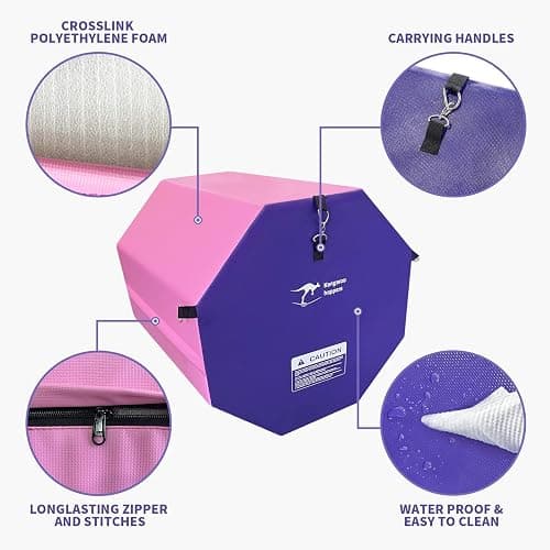 Kangaroo Hoppers Gymnastics Octagon Tumble Mat 24"x26" / 19"x23" with Carrying Handles, Somersault Backbend Tumbling Trainer for Home Gym Exercise thumbnail 4
