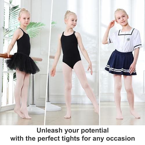 DIPUG Ballet Tights for Girls - Thick Soft Footed Dance Tights for Toddlers and Kids thumbnail 5