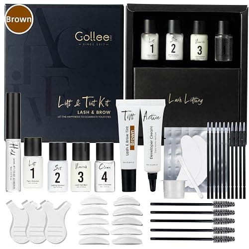 Lash Lift Kit 4 in 1 Brow Lamination Kit, Professional Eyelash Perm Kit for Beginner Salon Quality at Home with Long-Lasting Natural Brown Color - Image 1