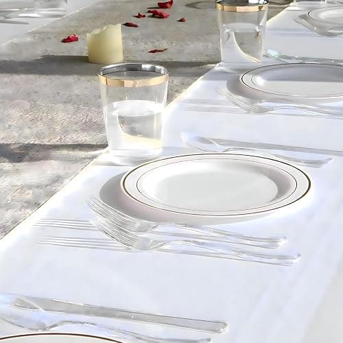 Lillian Collection Unique Glitter Silver Premium Plastic Cutlery Combo - Packs of 48 - Perfect for Upscale Events & Parties thumbnail 3