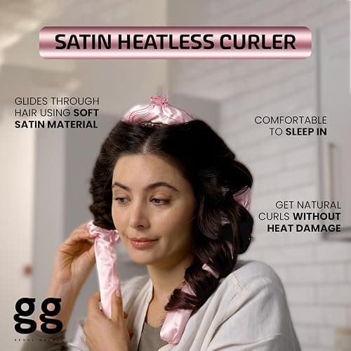 Geoul Gwanli Heatless Hair Curlers Set – Satin Curling Rod, Claw Clip & Scrunchies for Damage-Free Curls, No Heat Hair Styling and Reusable (Light Pink, Large) thumbnail 4