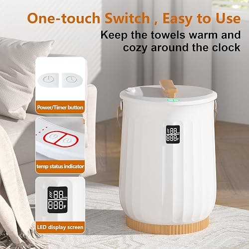 Large Towel Warmer Bucket for Bathroom, 20L Luxury Towel Warmers for SPA, Hot Towel Heater, Great Gift Idea, 1 Min Fast Heating, Safety Lock Design, Fits Two 40"x70" Towels, Bathrobes, Blankets thumbnail 4