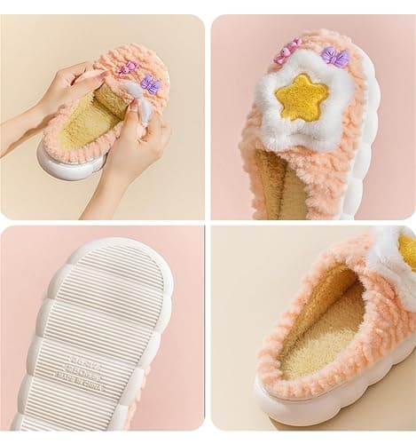CZQAGCL Cute Women's Star Plush Slippers - Warm Indoor & Outdoor Slippers thumbnail 5