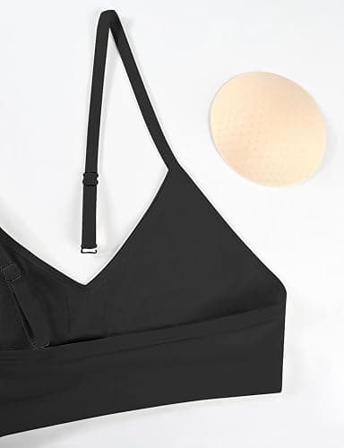 Buauty V Neck Sports Bra for Women, Padded Push up Sport Bras Adjustable Thin Straps, Light Support Yoga Bra thumbnail 5