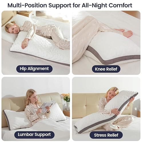 Rainmr Body Pillow Shredded Memory Foam & Cooling Double Case Cover Huggable Pillows 20x54 inches (White, 3D Loft Quilted (20 * 54in)) thumbnail 6
