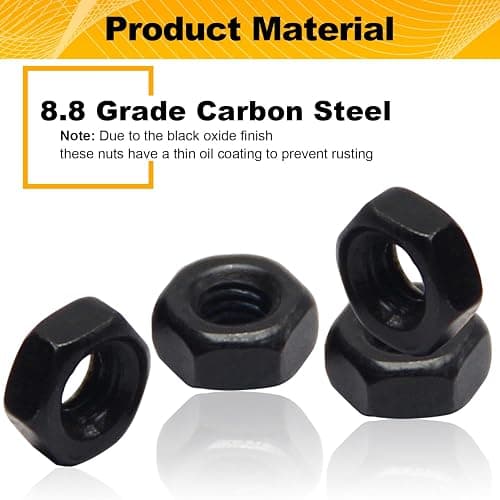 100pcs M5-0.8 Hex Nuts, Carbon Steel, Black Oxide, M5 x 0.8mm Tiny Nuts, Hex Drive, Metric, Right Hand, 8mm Width, 4mm Height, Small Replacement Nut thumbnail 4
