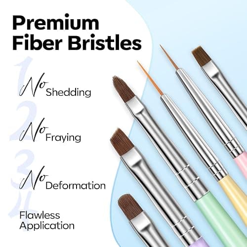 Modelones Nail Art Brushes Set, Nail Brush kit Gel Polish, Extension Gel, Liner, Clean up, Carving, Apex Building, Dotting Pens Professional Tools for Drawing Painting 3D Design Salon & DIY Use thumbnail 2