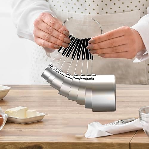 Minteem Measuring Cups and Spoons Set, 21 Pieces Stainless Steel Measuring Cups Measuring Spoons Set with Black Silicone Handle, Nesting Measuring Cup Spoon for Dry or Liquid Ingredients thumbnail 5