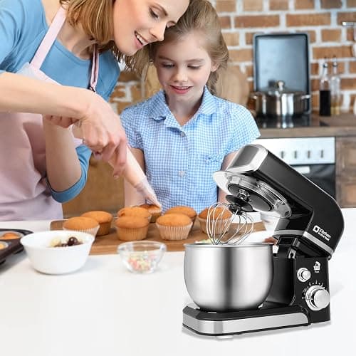 Kitchen in the box Stand Mixer,3.2Qt Small Electric Food Mixer,6 Speeds Portable Lightweight Kitchen Mixer for Daily Use with Egg Whisk,Dough Hook,Flat Beater (Black) thumbnail 2