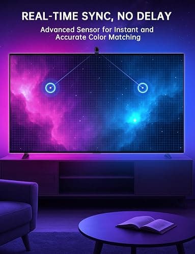 QTU TV LED Backlight Sync to Screen – 11.5ft LED Lights for 32-50 Inch TVs & PC Monitors, Smart App Control TV Lights That Change with TV, USB-C Powered RGB Strip Lighting thumbnail 7