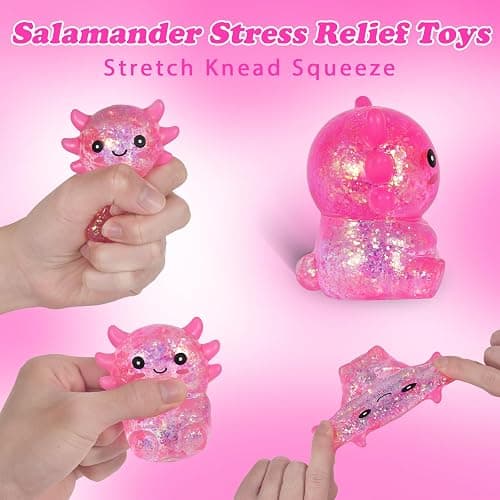 Axolotl Squishy Stress Ball, Soft TPR Slow Rising Squeeze Toy, Cute Axolotl Fidget Toy for Stress Relief, Anxiety Calming Sensory Toy for Kids Adults(Pink Seated Axolotl) thumbnail 3