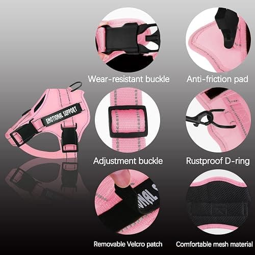 voopet Service Dog Harness, Emotional Support Pet Vest Harness, Reflective Breathable and Adjustable No-Pull ESA Dog Harness for Small Medium Large Dogs (with 4 PCS Removeable Tags) thumbnail 2