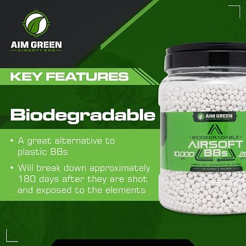 Aim Green Biodegradable Airsoft BBS, Premium-Grade 6mm Airsoft BBS, 20g, 25g, 32g, 36g, 40g, 2,500, 5,000, 10,000 Count - .20g 10,000 Count thumbnail 3