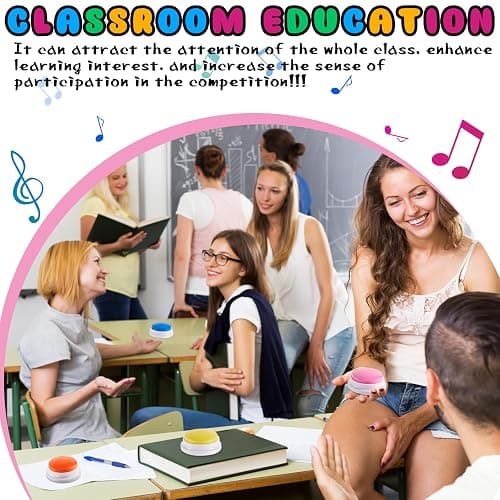 Honoson 8 Pieces Recordable Answer Buzzers Button for Trivia Games Show Buzzers Recording Buttons Gifts for Classroom Team(Elegant Color) thumbnail 7
