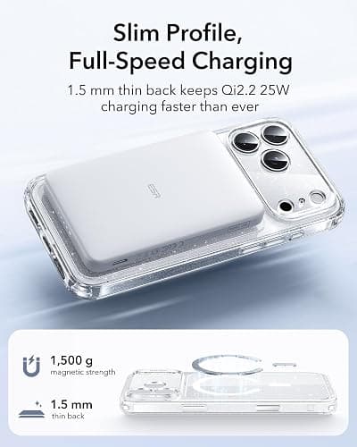 ESR for iPhone 17 Pro Max Case, Camera Control, Compatible with MagSafe, Shockproof Military-Grade Protection, Magnetic Phone Case for iPhone 17 Pro Max, Classic Hybrid Case, Clear Shimmer thumbnail 5